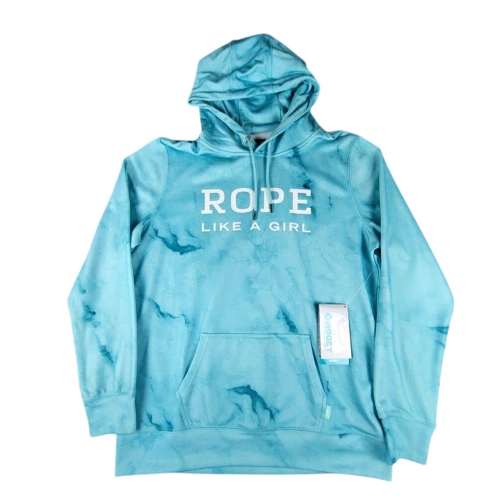 Hooey Hoodie Sweatshirt Womens XL Blue Rope Like A Girl Marble Fleece Pullover